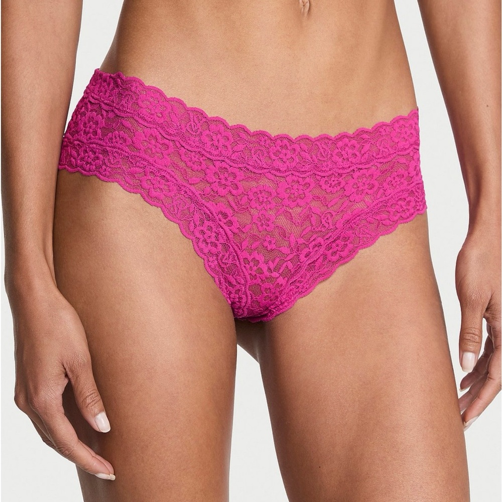 NWT Victoria's Secret Fuchsia Strappy Lace Cheeky Panty